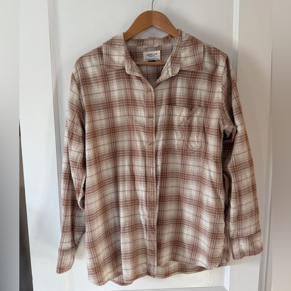 American Eagle Outfitters Tops - American Eagle Outfitters Plaid Button Down Shirt - Brown and Cream